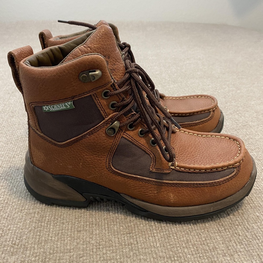 Schnee's Bozeman 34 Snow Boots Mens Size 8 Brown Leather Waterproof Ankle Winter